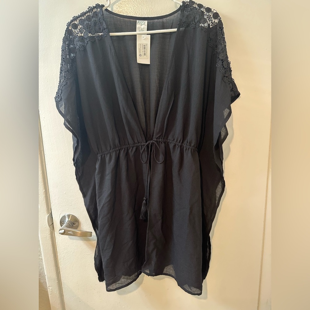 Kona Sol Elegant Black Swim Cover-Up